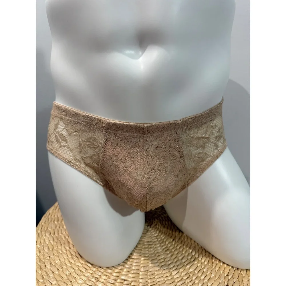Cosabella Never Say Never Comfort Micro Brief Camel Gold Lace Men's Underwear M